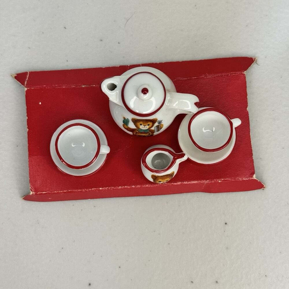 Reutter Mini Porzellan Set Miniature Teddy Bear Hand Painted Doll Tea Set VTG - Picture 6 of 6